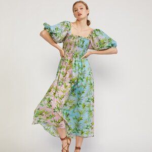 Cynthia Rowley Floral Alice Smocked Midi Dress